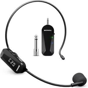 TONOR 무선 헤드셋 마이크 UHF 시스템 헤드 핸드헬드 2 in 1 20채널 이어 피트니스 교육 투어 가이드를