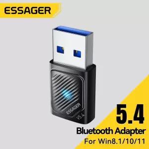 Essager USB Bluetooth 5.4 어댑터 PC 노트북 드라이버 용 무선 송신기 수신기 Win10/11 키보드 마우스 무