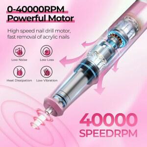 조스글로이 40000RPM 전기 LCD 페디큐어 폴리싱 살롱용 디스플레이가 키트 장착된 파일 네일 전문가 드릴 매니큐어 그라인더 아크릴 가정용 머신
