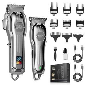 남성용 ANGFAN 프로페셔널 헤어 클리퍼 - LCD 디스플레이 7200RPM 고속 모터 5시간 런타임 가정용 벽걸이 이발 도구 및 전문 이발사 세트 무선 트리머
