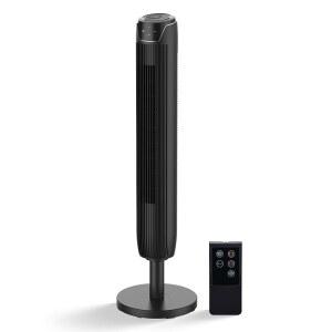 침실용 Senville 42인치 진동 타워 팬 리모컨 칼날 없음 조용함 3가지 모드 7시간 타이머 LED 디스플레이 블랙