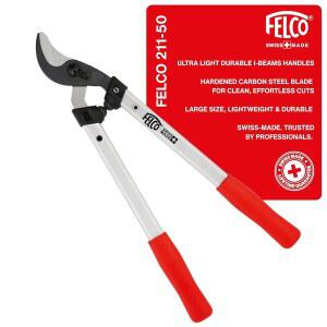 FELCO F211-50 스위스산 원예용 로퍼 u2013 20인치 경량 정밀 로퍼 | 나뭇가지 절단기 | 곡선 바이패스 블레이드가 있는 트리 트리머 도구 | I-빔 핸들 | 조경