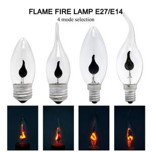10 개 E27 E14 LED 불꽃 촛불 빛 에디슨 전구 AC 220V 3W 레트로 빈티지 화재 램프 Led 필 라 멘 트 장식