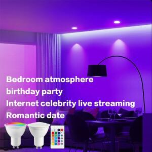 1-10PCS RGB LED 스포트라이트 GU10 전구 24 키 무선 제어 디 밍 6W AC220V 110V 침실 거실 램프  변경