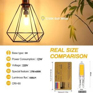 밝은 COB LED 전구 12W AC 220V 유리 램프 일정한 전원 조명 G9