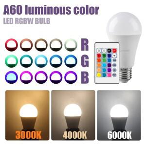 E27 RGB LED 전구 베이스 24키 리모컨 조광 가능 10W 레드 블루 AC220V 110V 침실 거실 책상 램프용 컬러풀