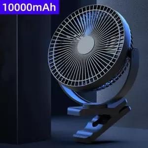 USB 충전 홈 룸 테이블 무선  10000mAh 배터리 야외 여행 휴대용 클립 천장 팬 4 속도 조정