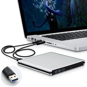Wolf War 울트라 슬림 외장 USB 3.0 CD/DVD-RW 라이터 버너 플레이어 맥북 프로 에어 iMac 또는 기타 PC/노트북용