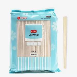 이시아르 일회용 나무 젖가락 200p세트 일회용젖가락 나무젖가락 업소용일회용젖가락