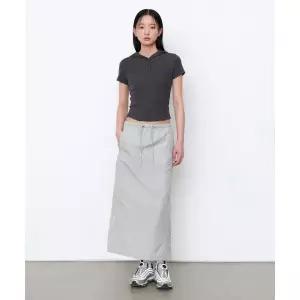 MUSINSA STANDARD WOMAN 우먼즈 나일론 밴딩 롱 스커트 [애쉬 그레이]