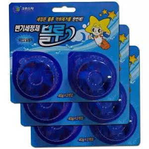 크린스타 양변기 악취 예방 제거 탈취 세정제 파란물 6알 욕실 세제 냄새 세척 얼룩제거