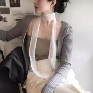 도트 레이스 시어 롱 타이 스카프 롱스카프 타이스카프 레이스스카프 도트스카프
