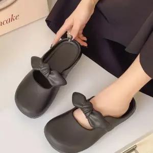 빅 리본 둥근코 뮬 슬리퍼 여성 귀여운 PVC 슈즈 발편한슬리퍼 캐주얼슬리퍼 여자슬리퍼