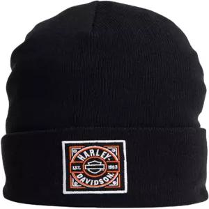 Harley-Davidson 할리데이비슨 남성용 H-D Label 패치 장식 Cuffed Beanie 모자 - 블랙 609960