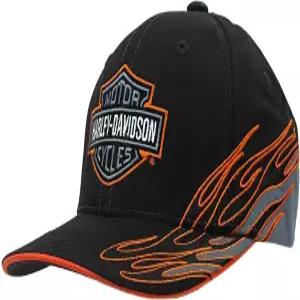 Harley-Davidson 할리데이비슨 남성용 Fiery Bar  Shield 로고 조절형 야구모자 블랙 609947