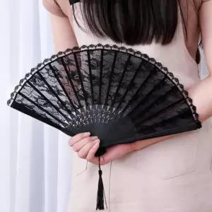 접이식 무용 부채 우드 댄스 패브릭 파티용 향기