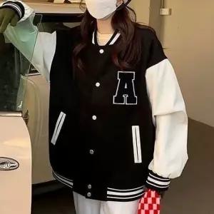 친절한탄씨 여성 배색 야구점퍼 레터링 바시티자켓 간절기 아우터 야구점퍼 여성아우터 여자아우터