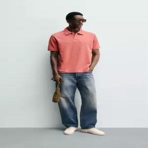 ZARA 레귤러핏 스트럭처 폴로셔츠 - 레드 코랄 4092/420/919