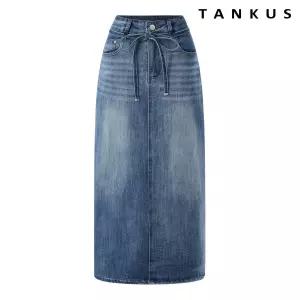 데일리 데님 워싱 트임 끈 세트 롱 스커트 TY1SK002L0 1341900