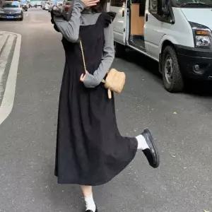 캉캉원피스 뷔스티에 원피스 코듀로이 어깨프릴 A라인 허리스트링