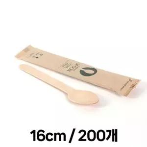 나무스푼 16cm 200개 개별 스푼 나무스푼 포크 일회용포크