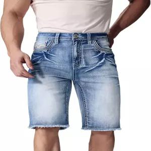 남성 데님 반바지 컴포트 플렉스 허리밴드 클래식 릴렉스 진 쇼트