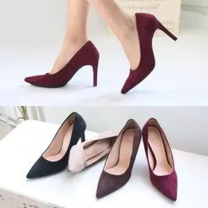 [애슬릿] 스웨이드 여성 펌프스 스틸레토 하이힐 9cm