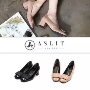 [애슬릿] 스퀘어 장식 펌프스 미들 힐 5cm