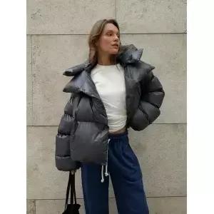 Wolfeel 겨울 따뜻한 코튼 퍼퍼 자켓 여성용 루즈 파카 코트 빈티지 빵 아웃웨어 Office Ladies Quilted