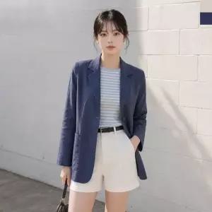셀럽하우스 여성블렌딩 간절기 오버핏 린넨자켓