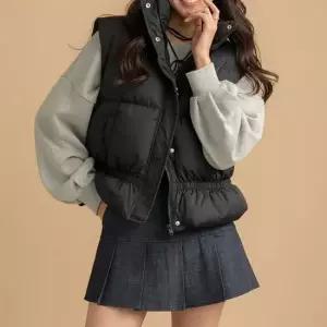 셀럽하우스 여성 숏패딩조끼 보온 레이어드 아우터 3색