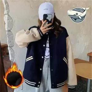 겨울 따뜻한 여성 야구점퍼 캐주얼 배색 외투 캐주얼 배색 기모안감 겨울 야구점퍼 기모