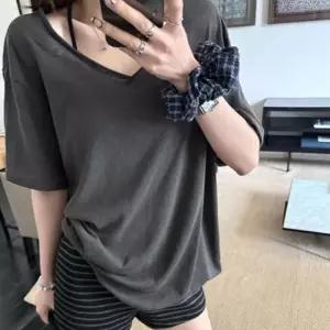[라일리여성의류] Rly 루즈핏 브이넥 반팔 티셔츠 무지티 홈웨어 여름