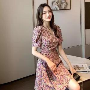 [라일리여성의류] Rly 쉬폰 잔 원피스 꽃무늬 플라워 봄 반팔 여자
