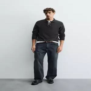 ZARA 레귤러핏 울 혼방 니트 폴로셔츠 - 콜 그레이 2893/321/807
