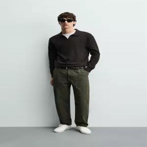 ZARA 니트 폴로셔츠 레귤러핏 - 초콜렛 3920/473/717