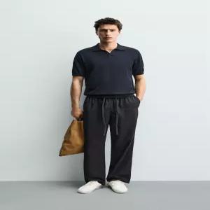 ZARA 레귤러핏 니트 폴로셔츠 - 다크 블루 2893/425/422