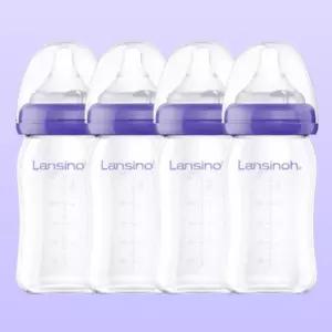 란시노 유리 젖병 실리콘 젖꼭지 역류방지 160ml X4