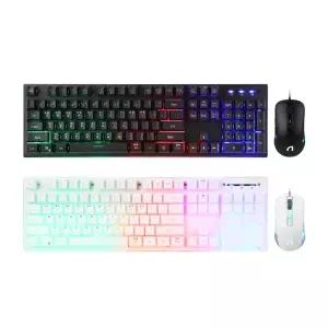 [ABKO] Hacker KM400 레인보우 LED 유선 데스크탑 세트(블랙, 화이트)