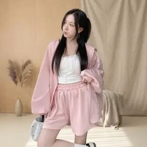 여성 후디집업 하프팬츠 환절기 박시 세트