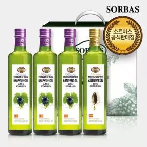소르바스 포도씨유 500ml 3병 해바라기유 500ml 1병 선물세트