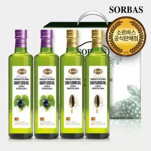소르바스 포도씨유 500ml 2병 해바라기유 500ml 2병 선물세트
