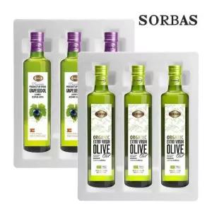 소르바스 (스티로폼포장) 유기농올리브 500ml 3병 포도씨유 500ml 3병