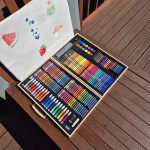 180종 그림 그리기 세트 학교 학원 생일선물컬러크레용 크레파스 초등입학 학생 유치원 미술도구 칼라
