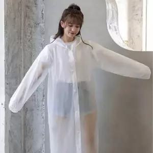 여성용 5컬러 EVA 롱 레인코트 장마철 단체용 패션 우비