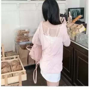 (옵션 핑크-FREE)비치룩 비치커버업 백스트랩 시스루 뒷모습이 예쁜 루즈핏 티셔츠 여성