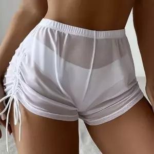 HIKT 여성용 메쉬 반바지 수영복 하이웨스트 비키니 팬츠 하의 비치웨어