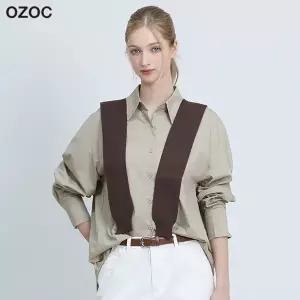 [오조크(OZOC)] 니트 숄카라 솔리드 셔츠 세트 (택가격: 85000원)
