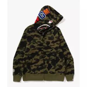 BAPE 퍼스트 카모 샤크 풀 집 후드M GREEN 467597