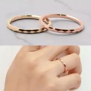 14K 로즈골드 골드 할로우 다이아 컷팅 금 반지 15호